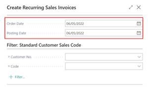Execution of the Create Recurring Sales Invoices routine.